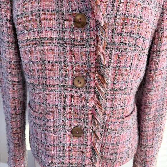 Jones New York Pink Tweed Button Up Blazer Petite - Picture 3 of 8